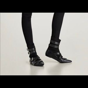 Zara studded gladiator sock flat